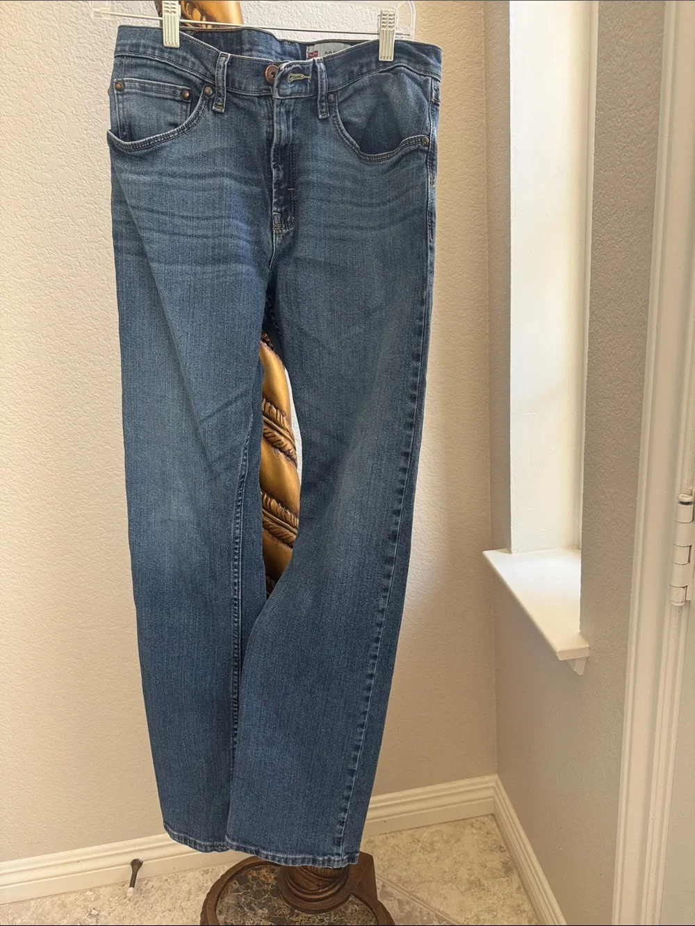 Wrangler Slim Straight Jeans Men's Medium Wash Blue Cotton Blend 30x32